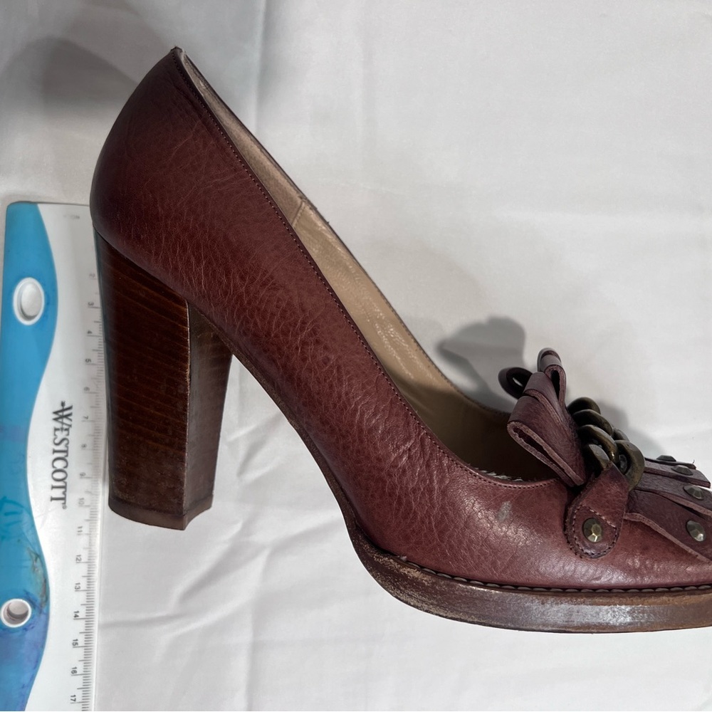 Elegant Brown Leather Women's Heels